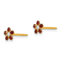 Inverness 14k January Red Crystal Birthstone Flower Earrings-781E