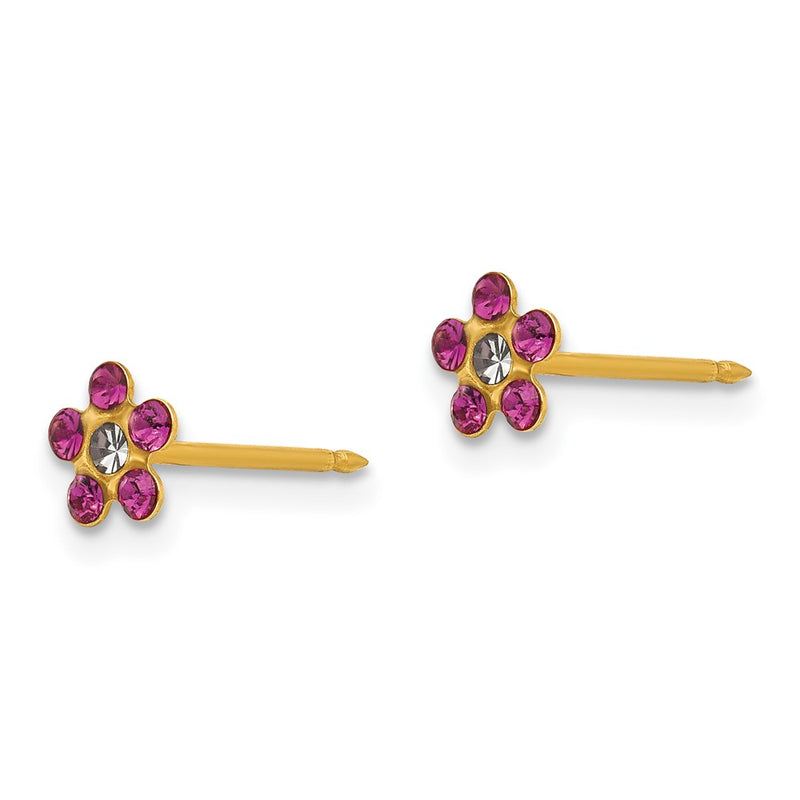 Inverness 14k February Purple Crystal Birthstone Flower Earrings-782E