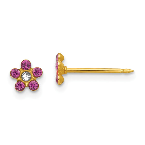 Inverness 14k February Purple Crystal Birthstone Flower Earrings-782E