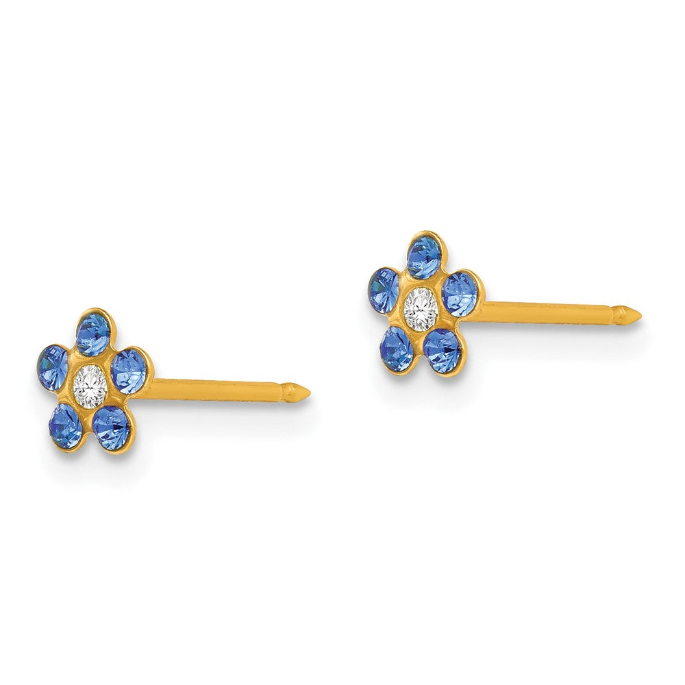 Inverness 14k September Blue Crystal Birthstone Flower Earrings-789E