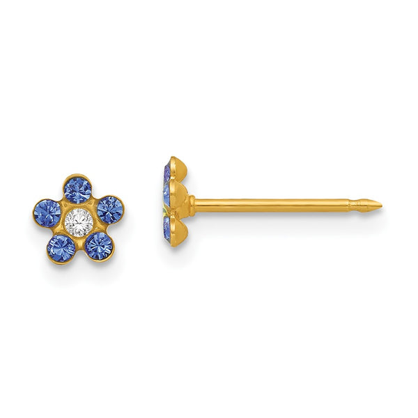 Inverness 14k September Blue Crystal Birthstone Flower Earrings-789E