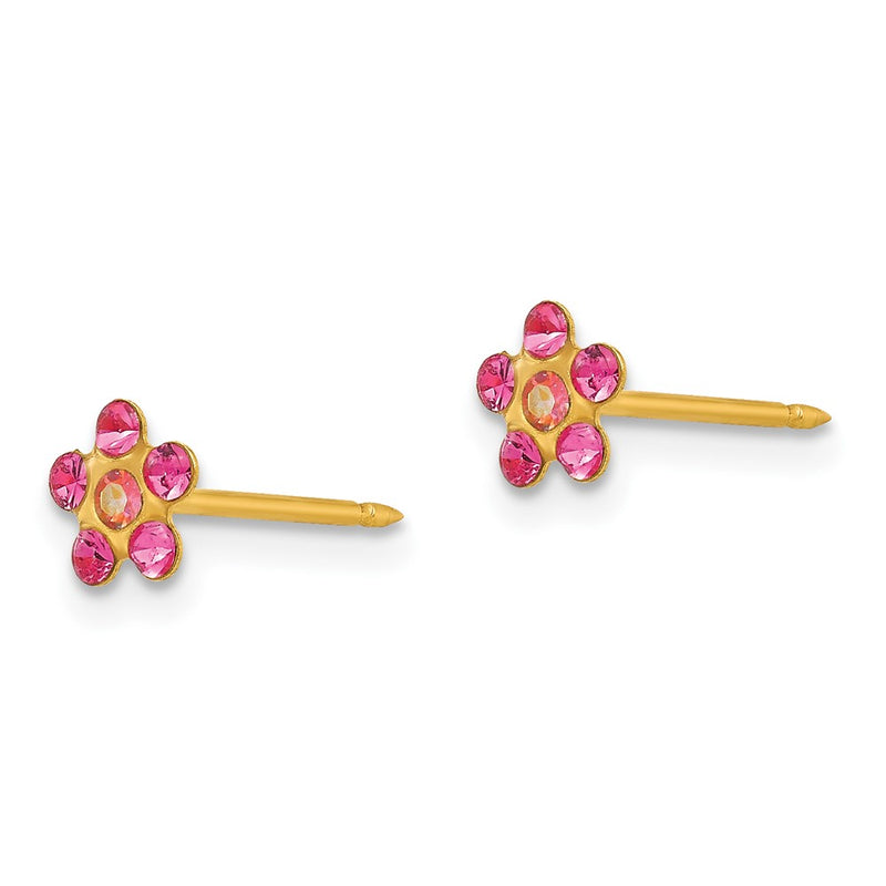 Inverness 14k October Pink Crystal Birthstone Flower Earrings-790E