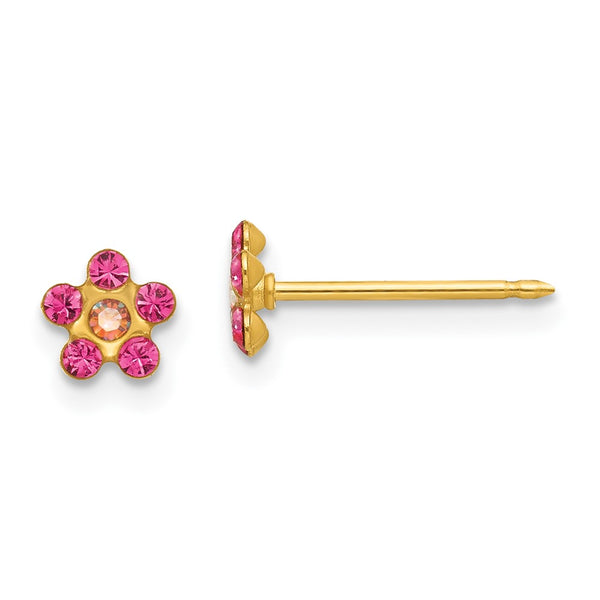 Inverness 14k October Pink Crystal Birthstone Flower Earrings-790E
