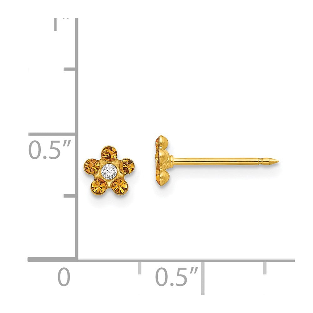 Inverness 14k November Yellow Crystal Birthstone Flower Earrings-791E