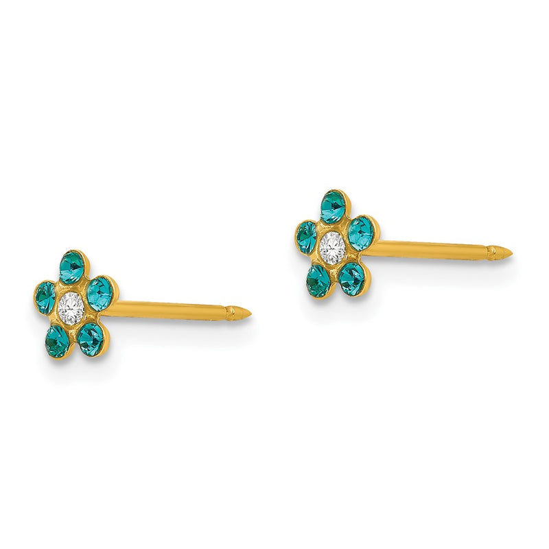 Inverness 14k December Blue Crystal Birthstone Flower Earrings-792E