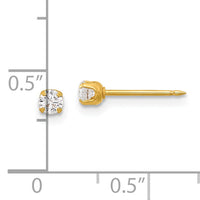 Inverness 14K Polished 3mm CZ Short Post Earrings-7E-SP