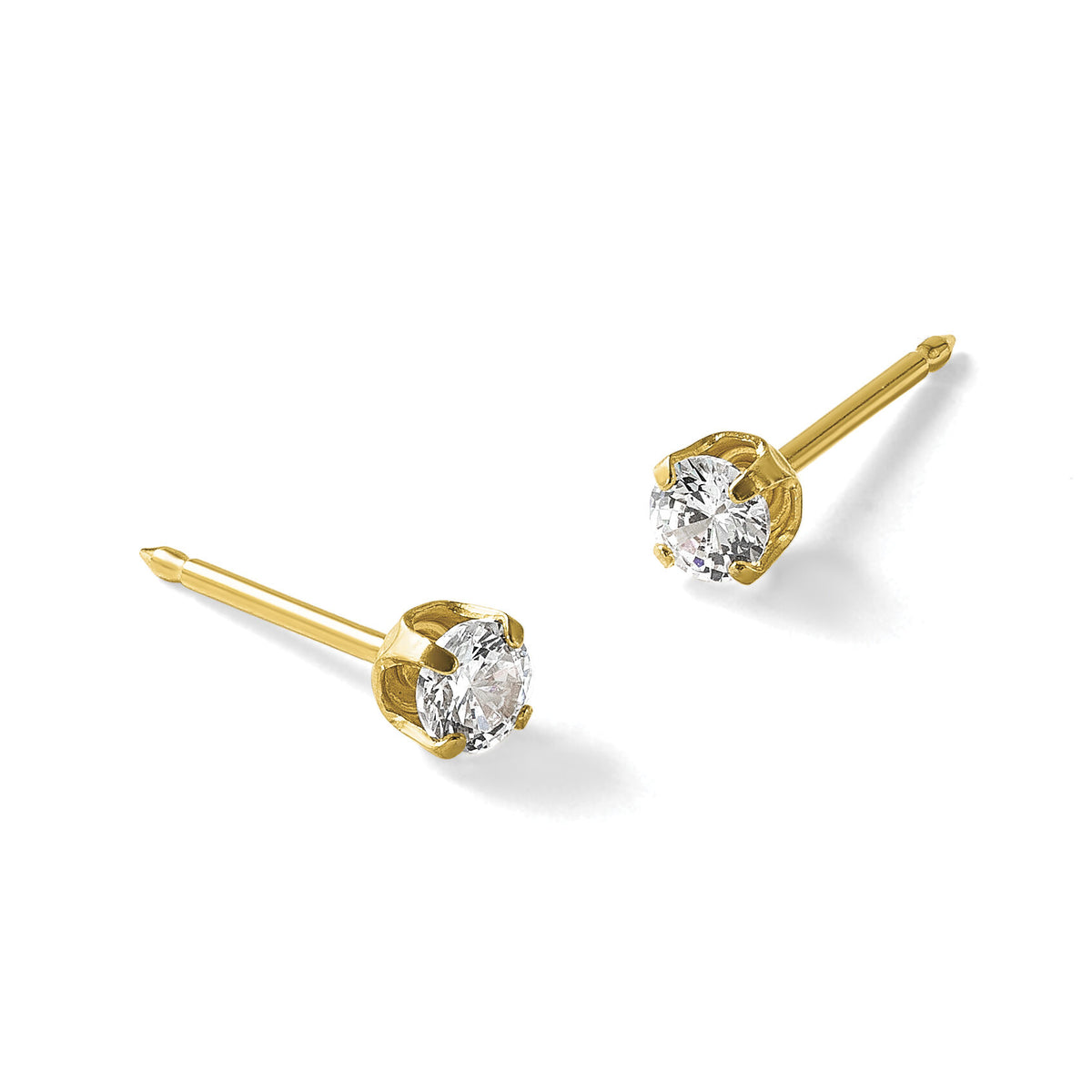 Inverness 14K Polished 3mm CZ Short Post Earrings-7E-SP