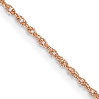 14k Rose Gold .7 mm Carded Cable Rope Chain-7RR-24