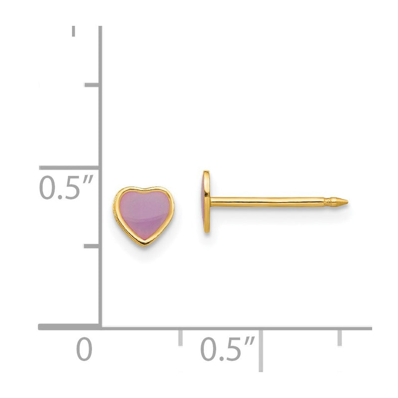 Inverness 14k Epoxy Fill Purple Heart Earrings-843E