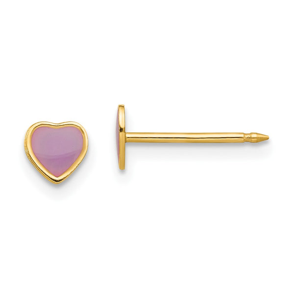 Inverness 14k Epoxy Fill Purple Heart Earrings-843E