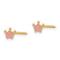 Inverness 14k Epoxy Fill Pink Crown Earrings-844E