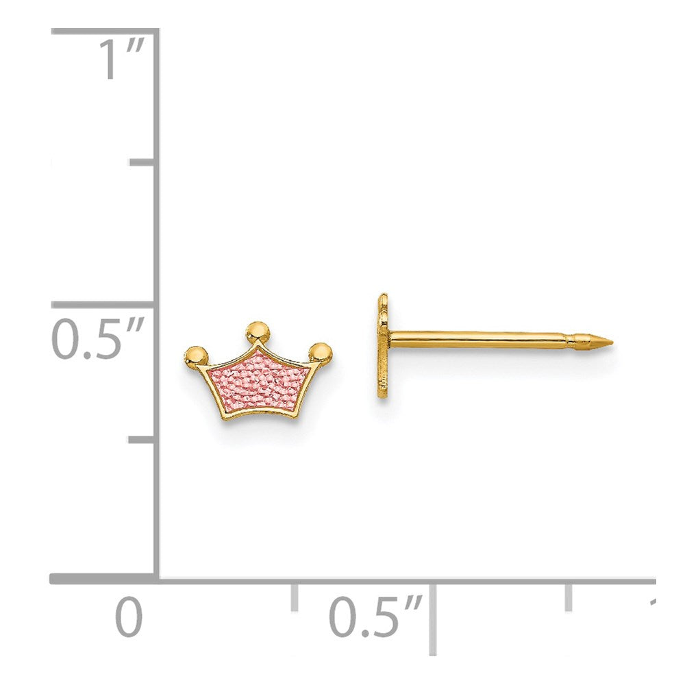 Inverness 14k Epoxy Fill Pink Crown Earrings-844E