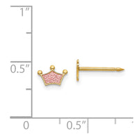 Inverness 14k Epoxy Fill Pink Crown Earrings-844E