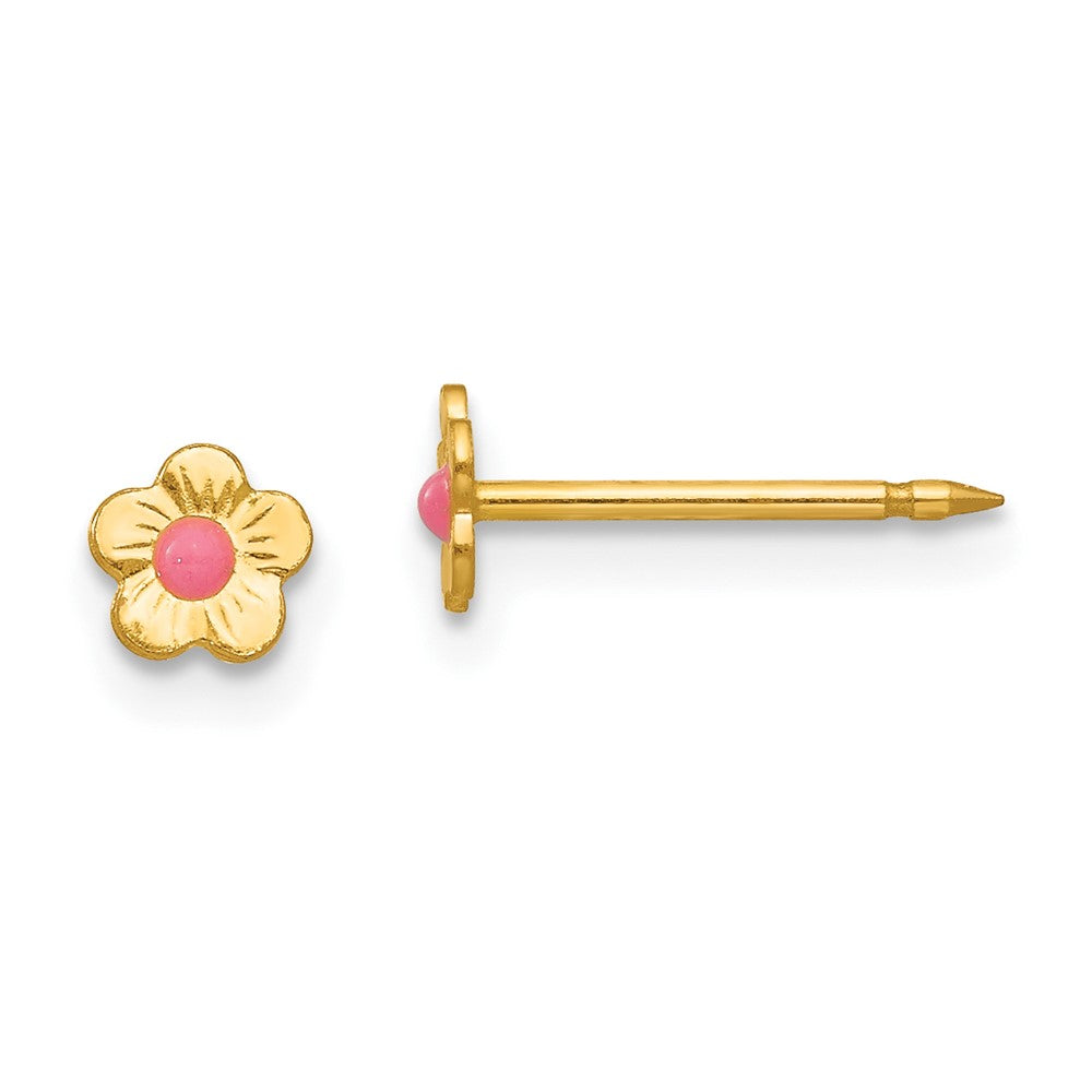 Inverness 14k Epoxy Fill Pink Mini Flower Earrings-845E