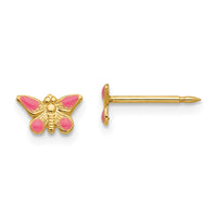 Inverness 14k Epoxy Fill Pink Butterfly Earrings-847E