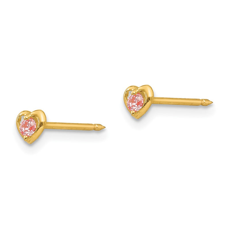 Inverness 14k Heart w/Pink CZ Earrings-849E