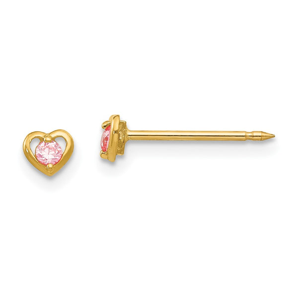 Inverness 14k Heart w/Pink CZ Earrings-849E