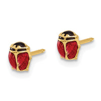 Inverness 14K Polished Enameled Ladybug Post Earrings-866E