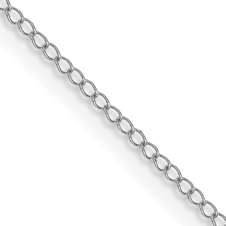 14k White Gold .5mm Carded Curb Chain-8CW-18