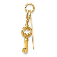 14K Polished Engraveable Disc and Key Charm-A0128
