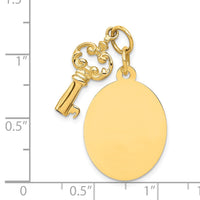14K Polished Engraveable Disc and Key Charm-A0128