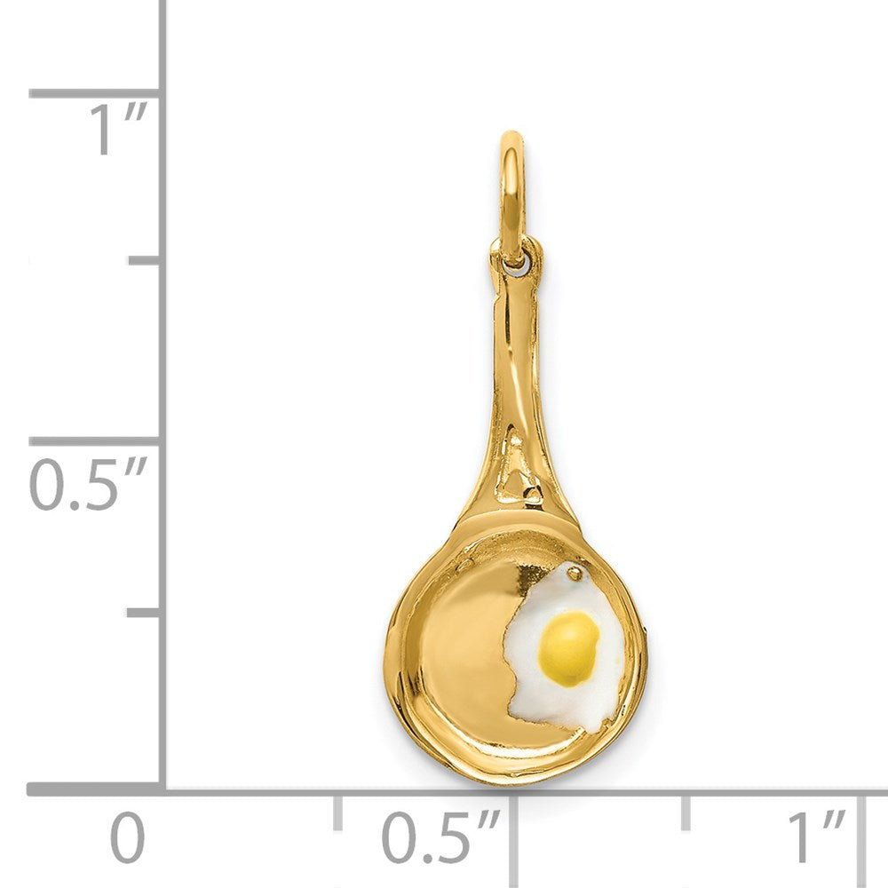 14k 3D Frying Pan w/Enameled Egg Charm-A0162