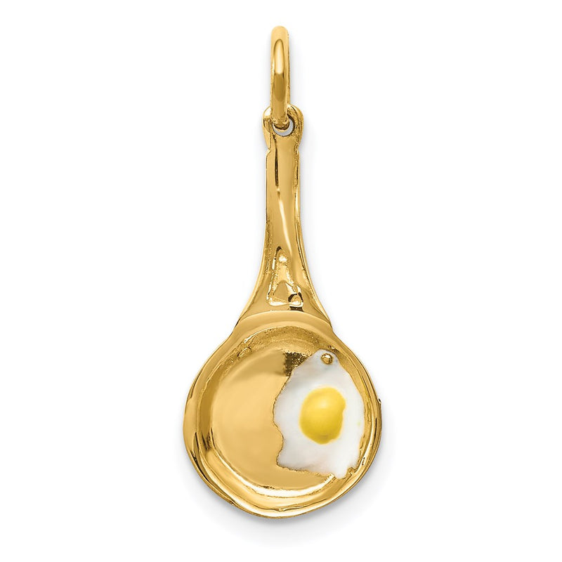 14k 3D Frying Pan w/Enameled Egg Charm-A0162