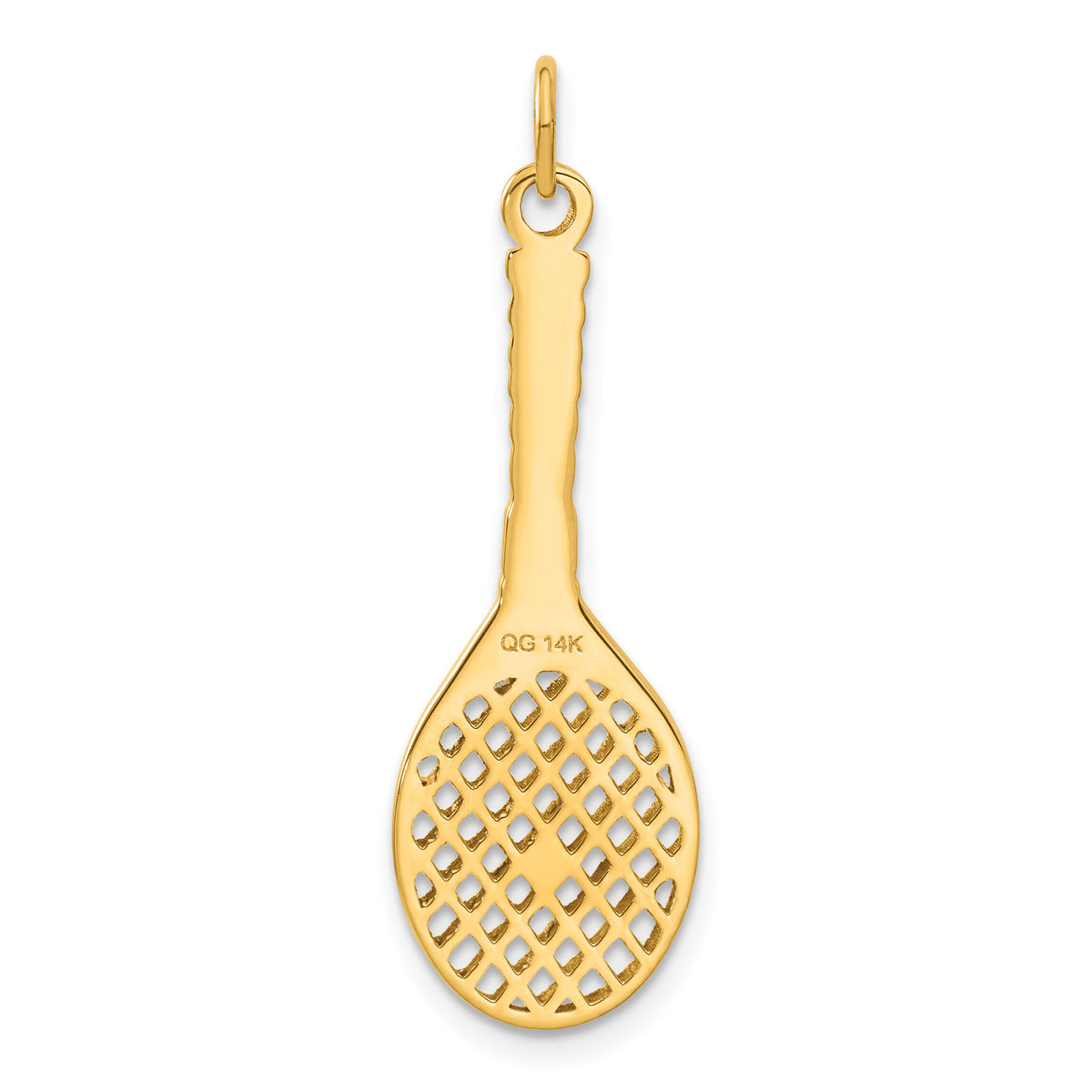 14K Tennis Racquet W/FW Cultured Pearl Charm-A0378