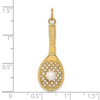 14K Tennis Racquet W/FW Cultured Pearl Charm-A0378
