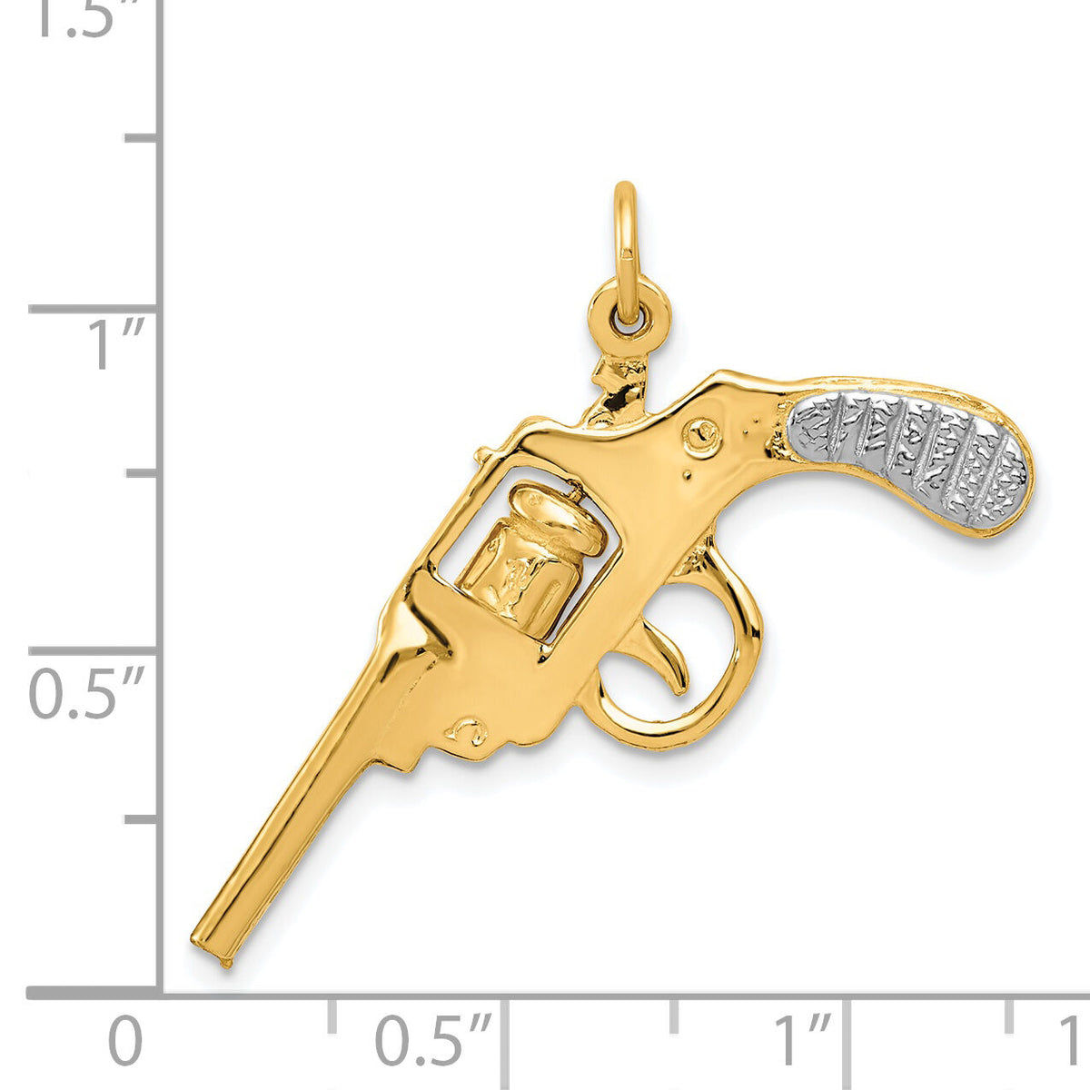 14k and Rhodium Moveable Revolver Charm-A0381