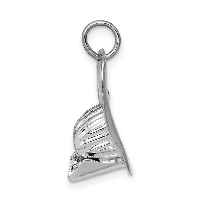14k White Gold 3-D Large Fireman's Hat Charm-A0412W