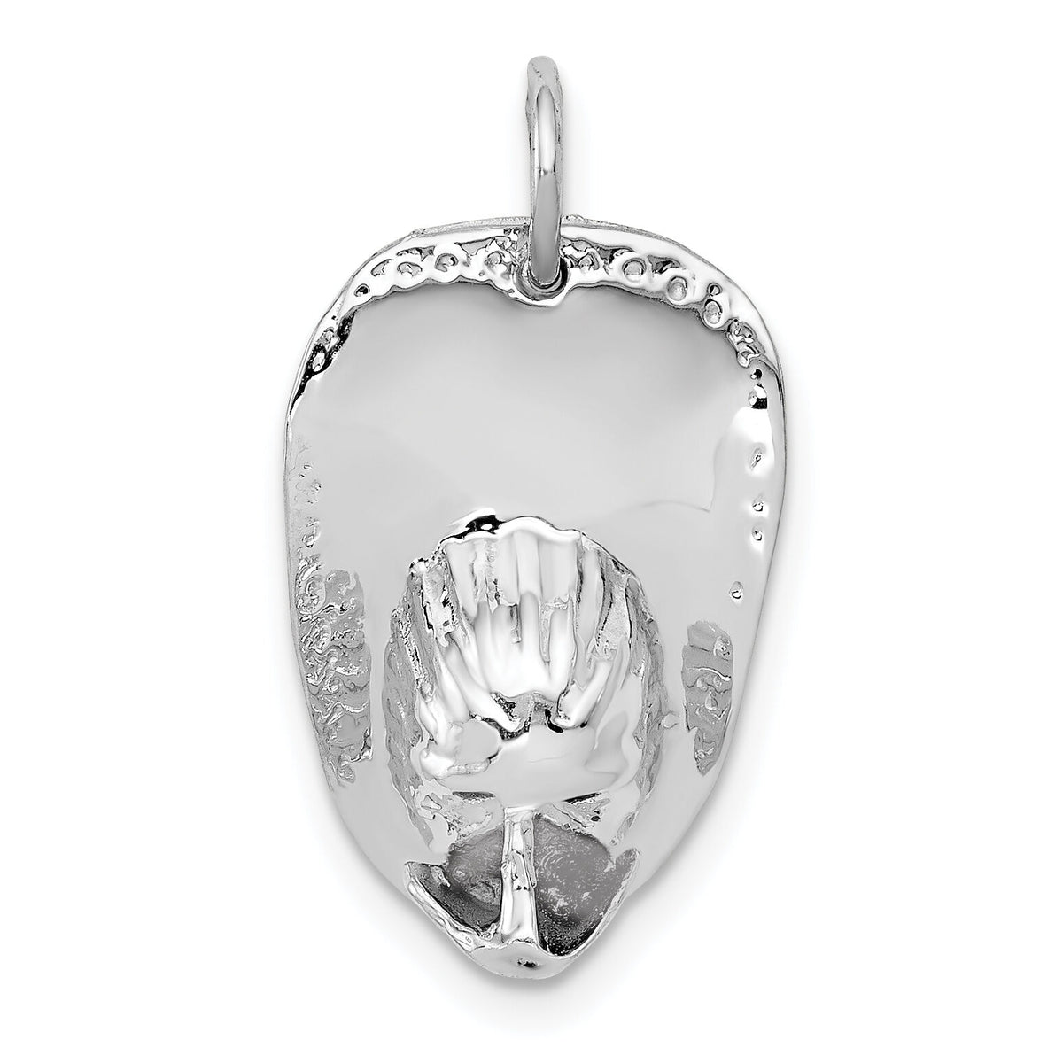 14k White Gold 3-D Large Fireman's Hat Charm-A0412W