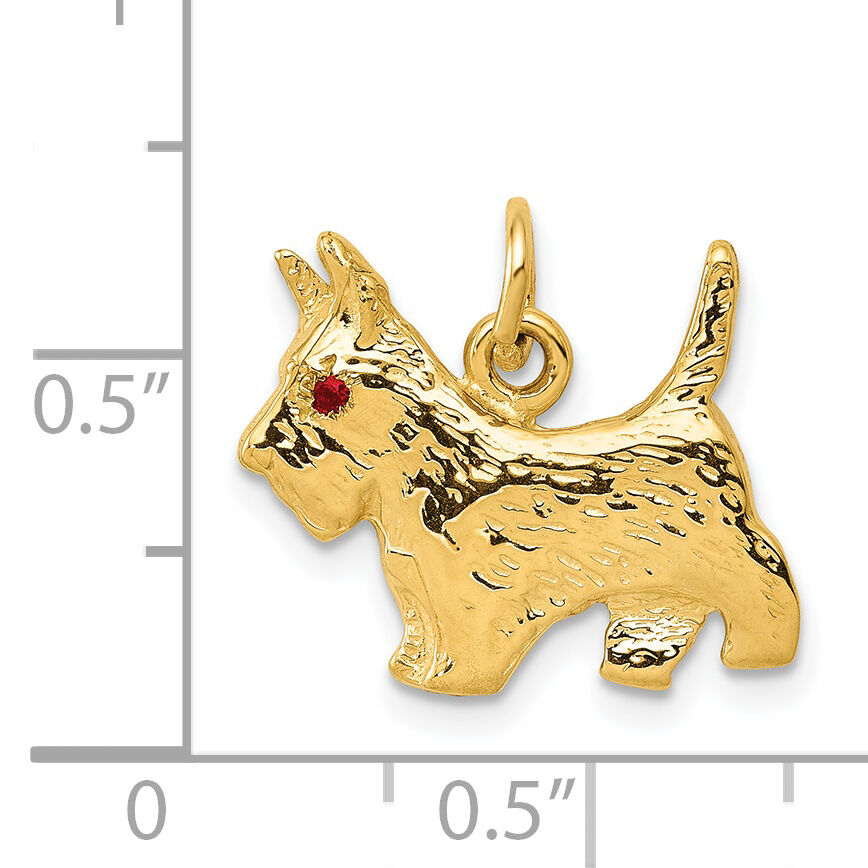 14k Ruby Eye Scottie Dog Charm-A0845