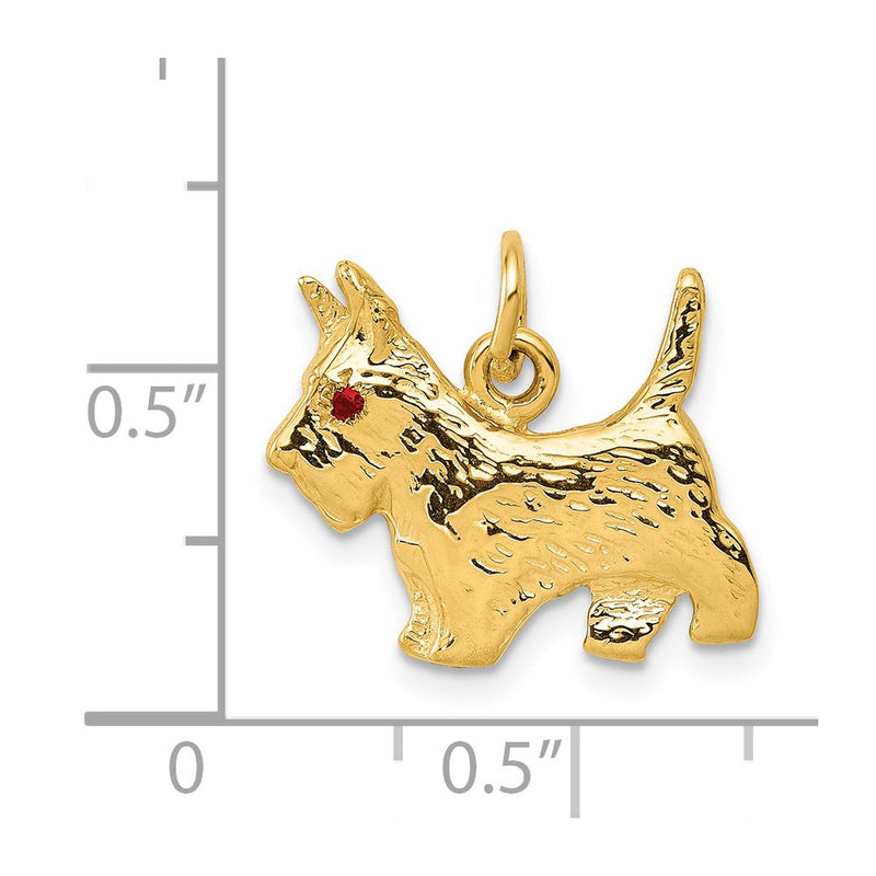 14k Ruby Eye Scottie Dog Charm-A0845