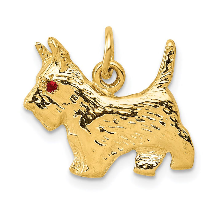 14k Ruby Eye Scottie Dog Charm-A0845