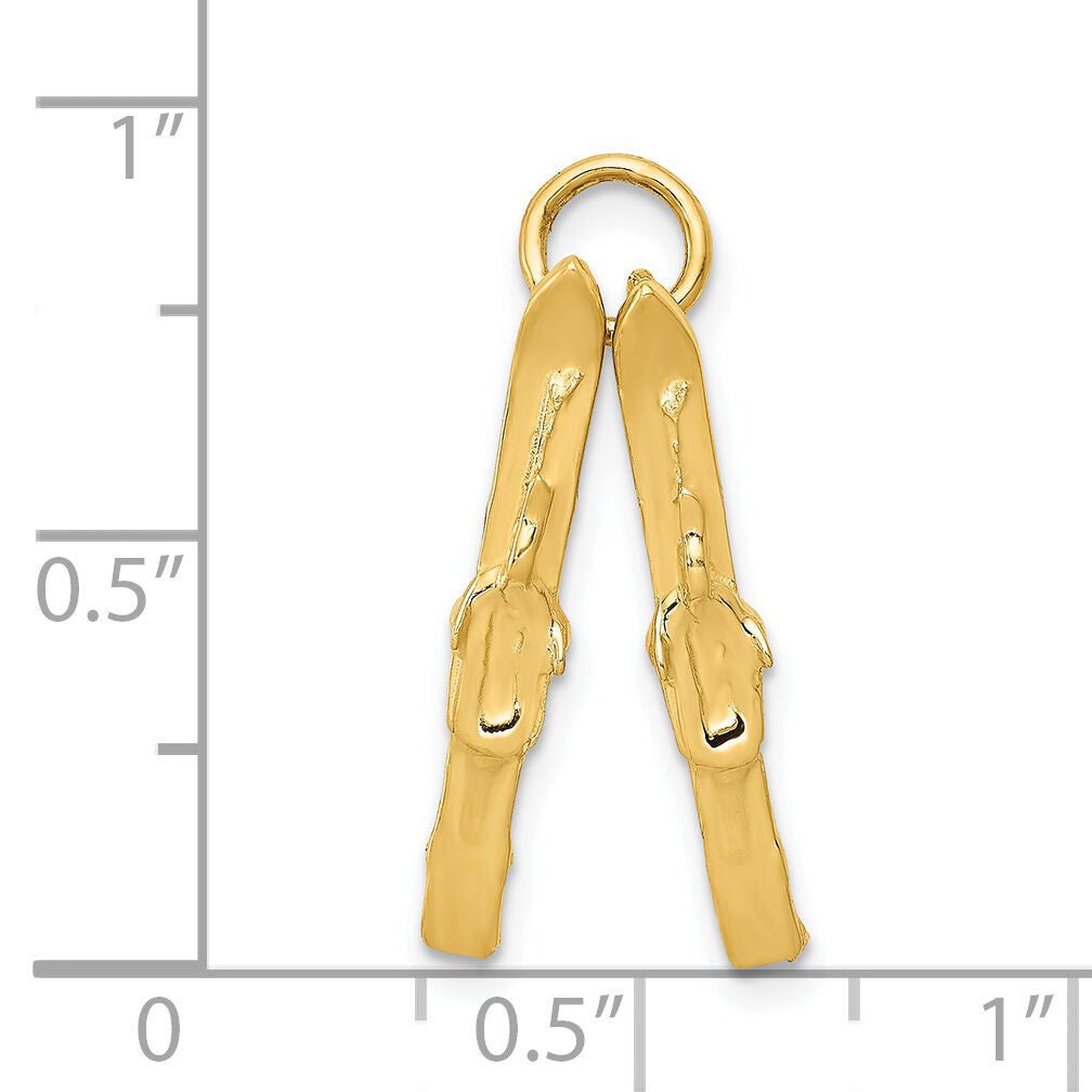 14K 3D Pair Of Skis Charm-A1224