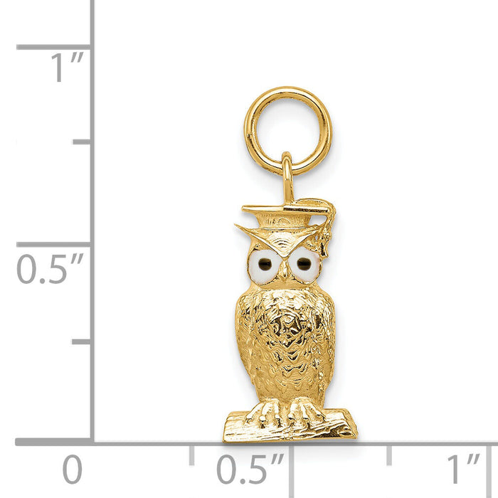 14K Graduation Owl Charm with Enamel-A1546/L