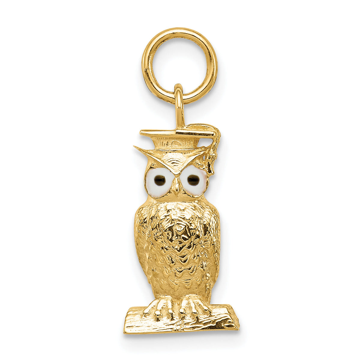 14K Graduation Owl Charm with Enamel-A1546/L