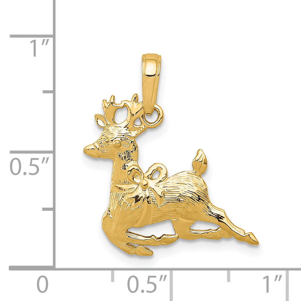 14k Polished Reindeer Pendant-A1589