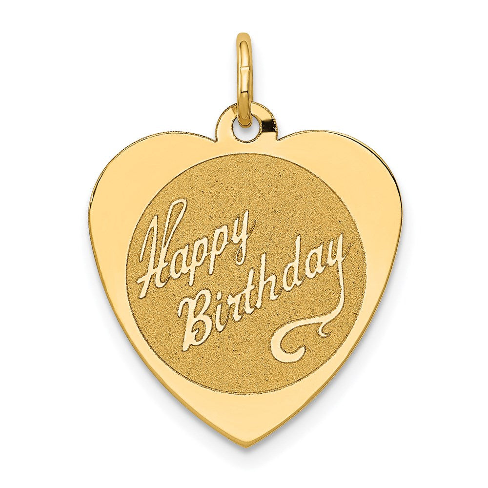 14k HAPPY BIRTHDAY Heart Disc Charm-A2000/L