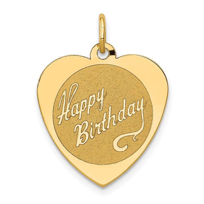 14k HAPPY BIRTHDAY Heart Disc Charm-A2000/L