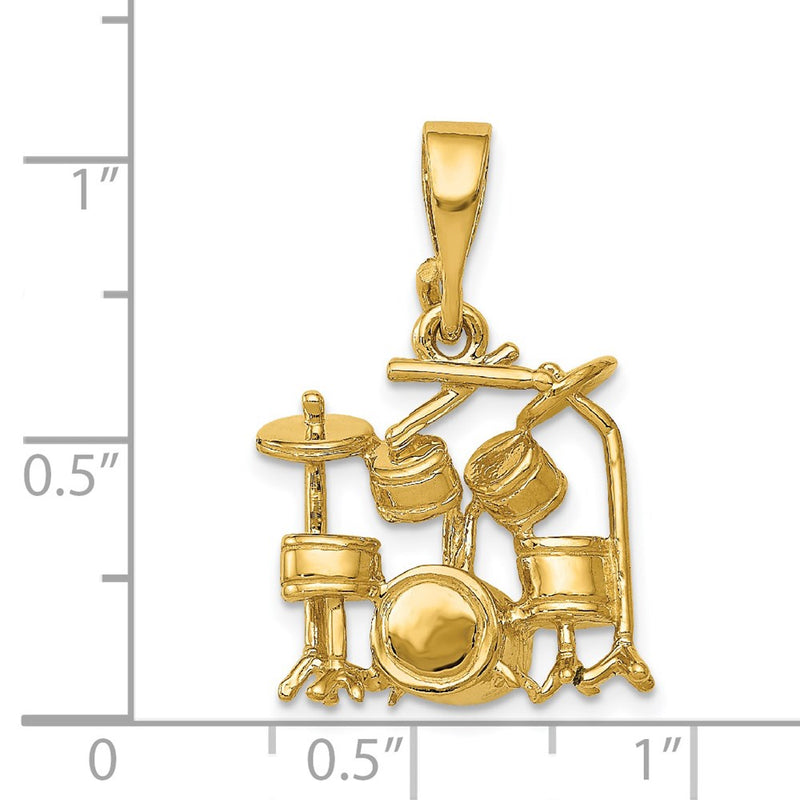 14K 3D Drum Set Charm-A2188