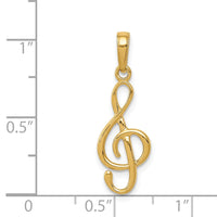 14K 3-D Clef Treble Clef Pendant-A2192