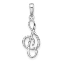 14K White Gold 3-D Treble Clef Pendant-A2192W