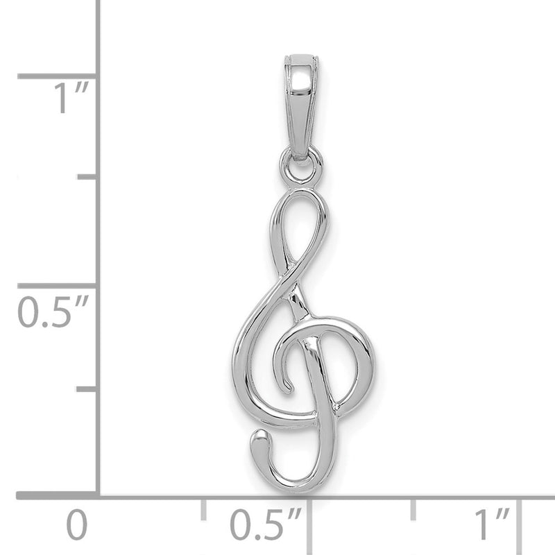 14K White Gold 3-D Treble Clef Pendant-A2192W