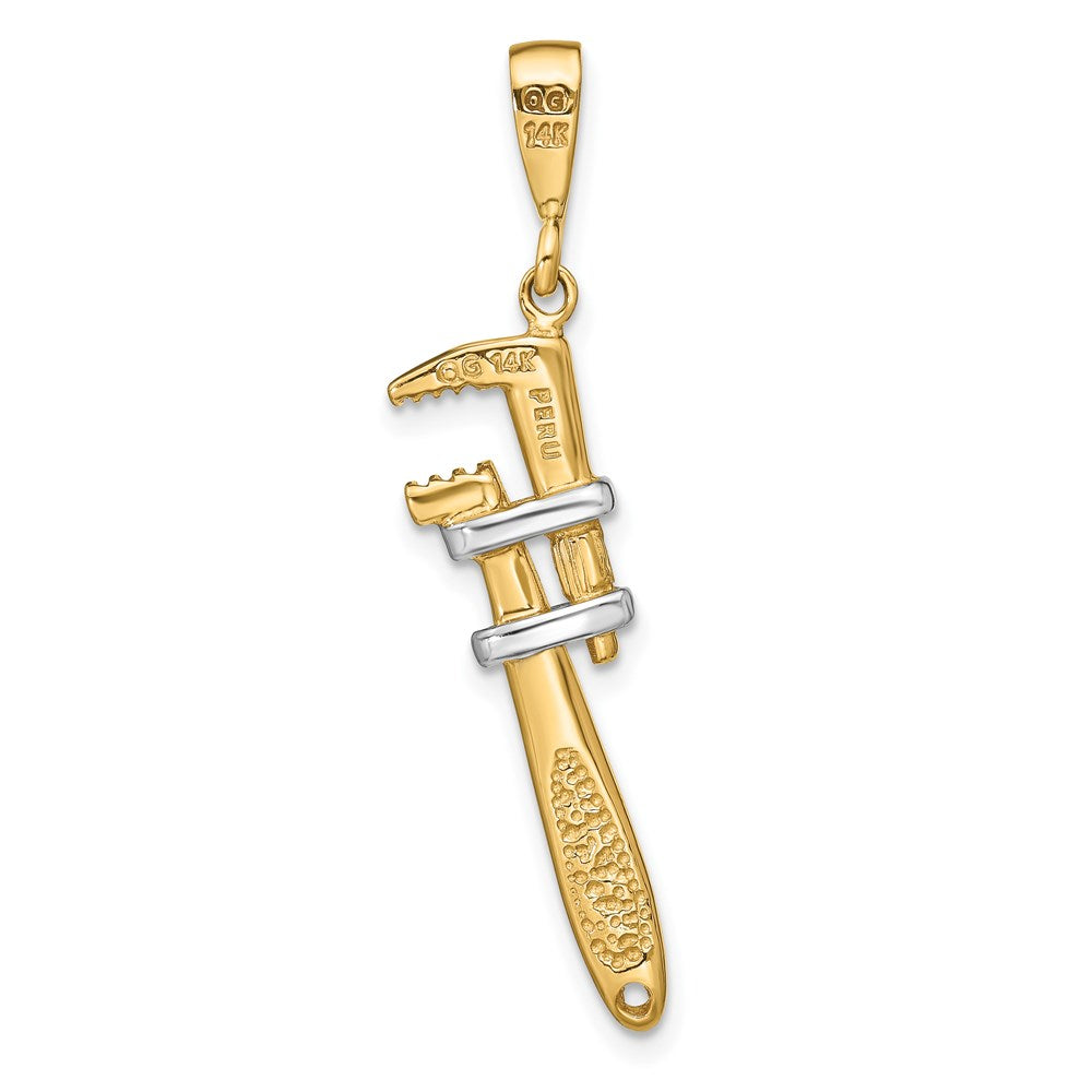 14K w/Rhodium 3-D Pipe Wrench Charm-A2197