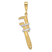 14K w/Rhodium 3-D Pipe Wrench Charm-A2197