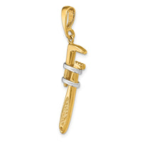14K w/Rhodium 3-D Pipe Wrench Charm-A2197