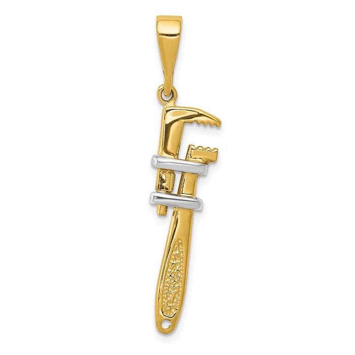 14K w/Rhodium 3-D Pipe Wrench Charm-A2197