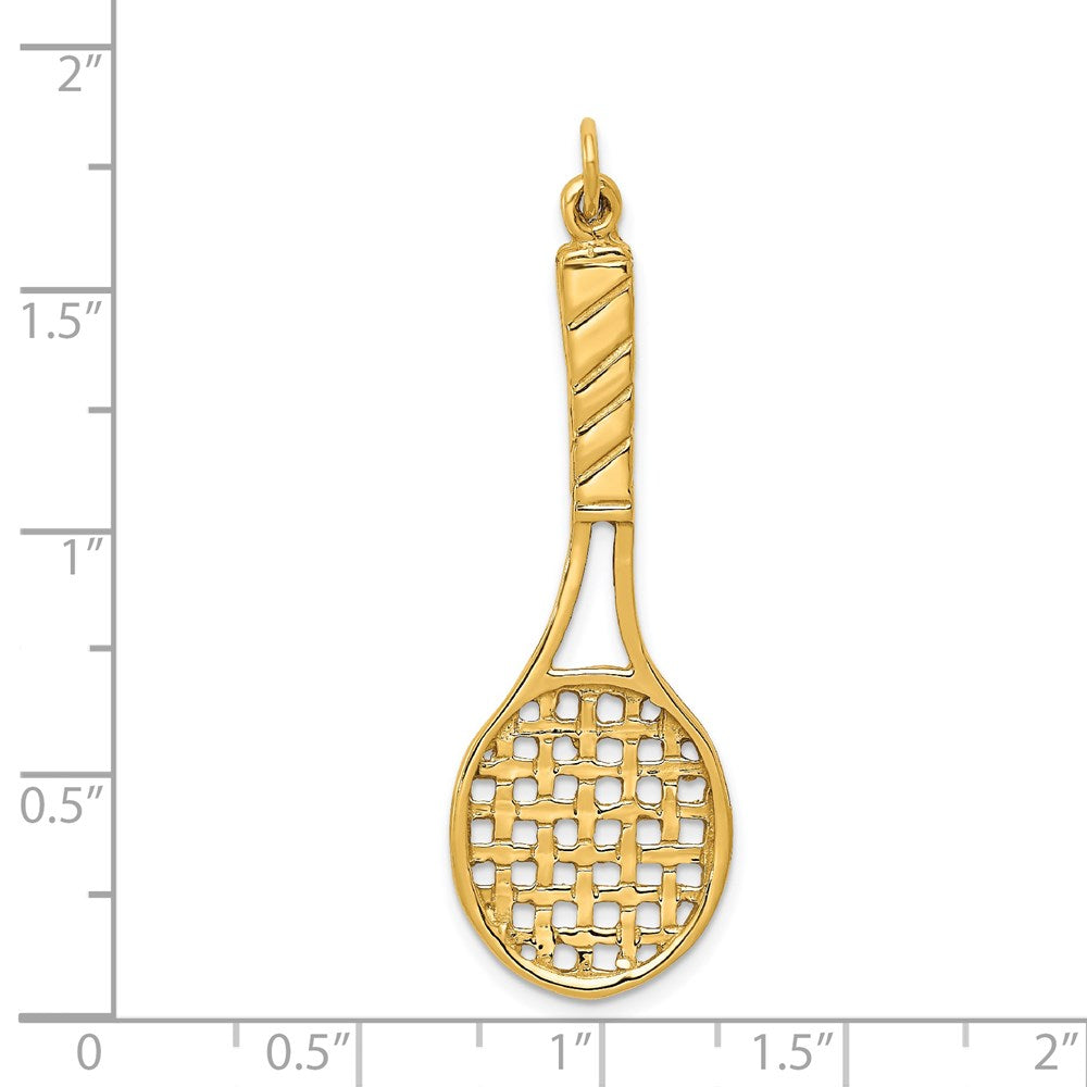 14K  3D Tennis Racquet Pendant-A2752